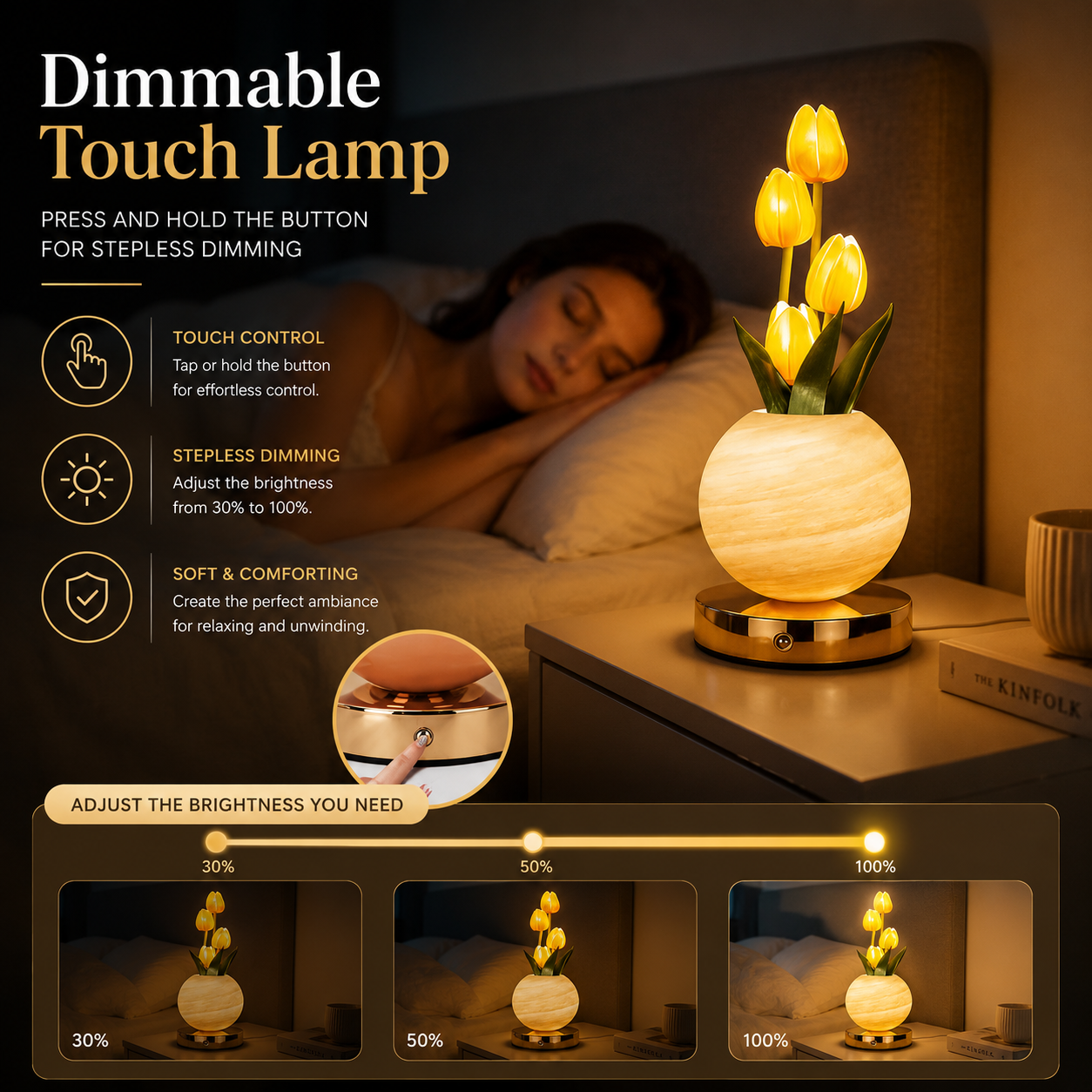 Rechargeable LED Tulip Table Lamp