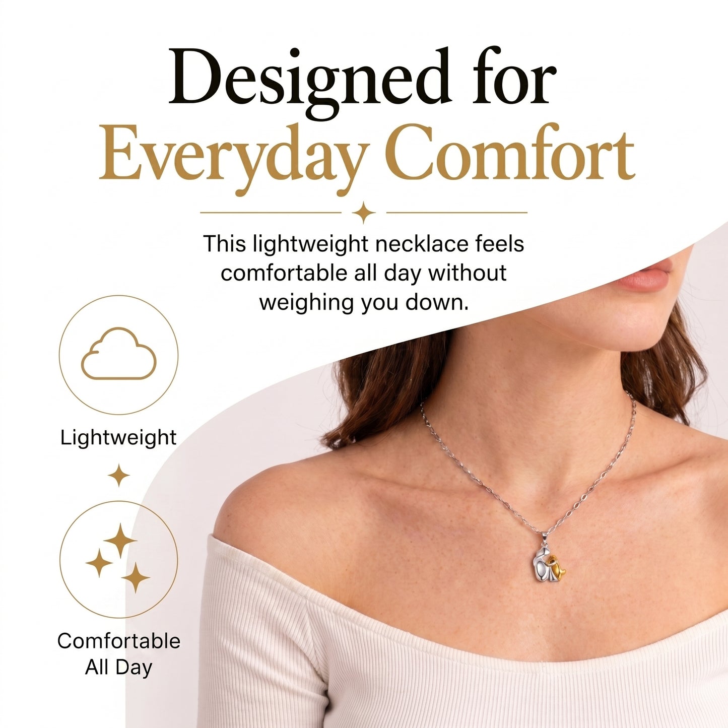 Two-Tone Woman Hugging Pet Pendant Necklace